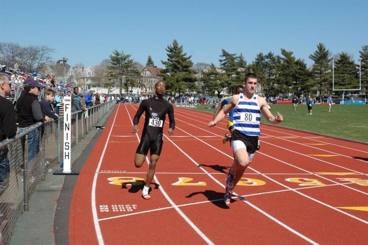 Fred Jones coasts to a stop after the 100