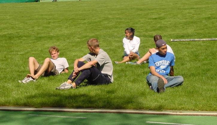 sitting in the infield