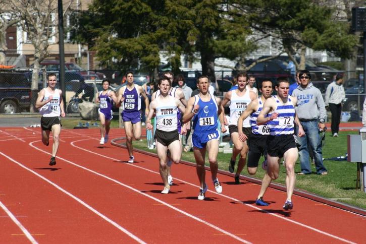 Dan Sullivan, Pat Mahoney, and Brian McNamara kick down the homestretch of the 800.