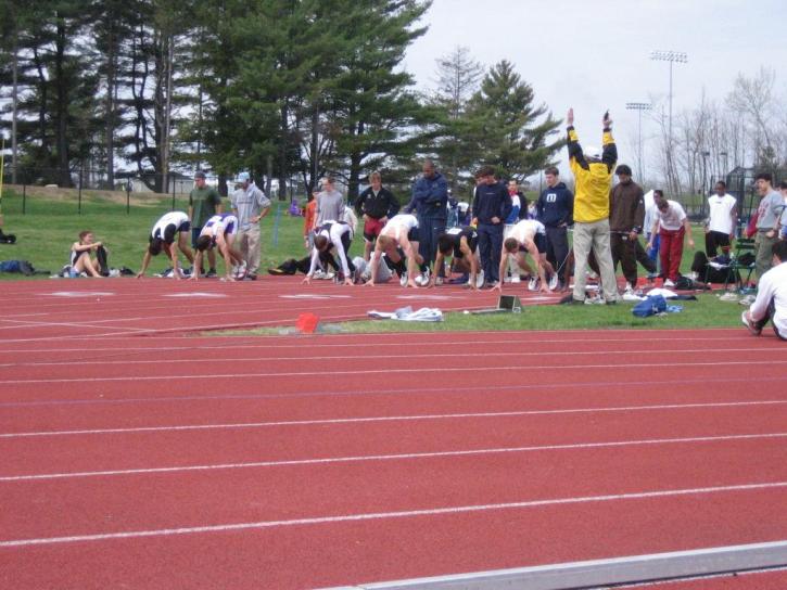 Nate Scott waits in the Blocks in the 110HH