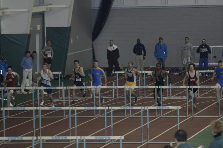 Jamil Ludd and Nate Thompson over the first hurdle