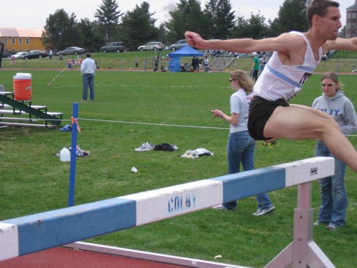 Matt Fortin hurdles well in the Steeplechase