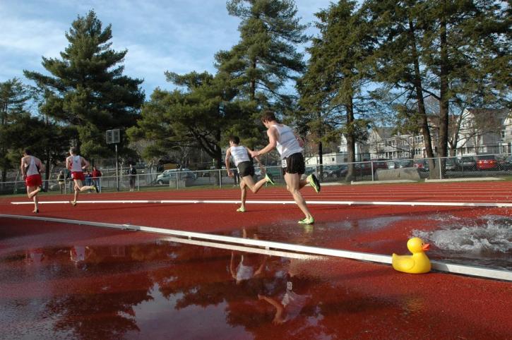 Josh Kennedy and Brian McNamara chase the 2 Keene State runners in the steeplechase.