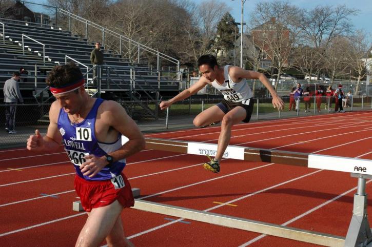 Chad Uy shows off his hurdling form in the steeplechase.