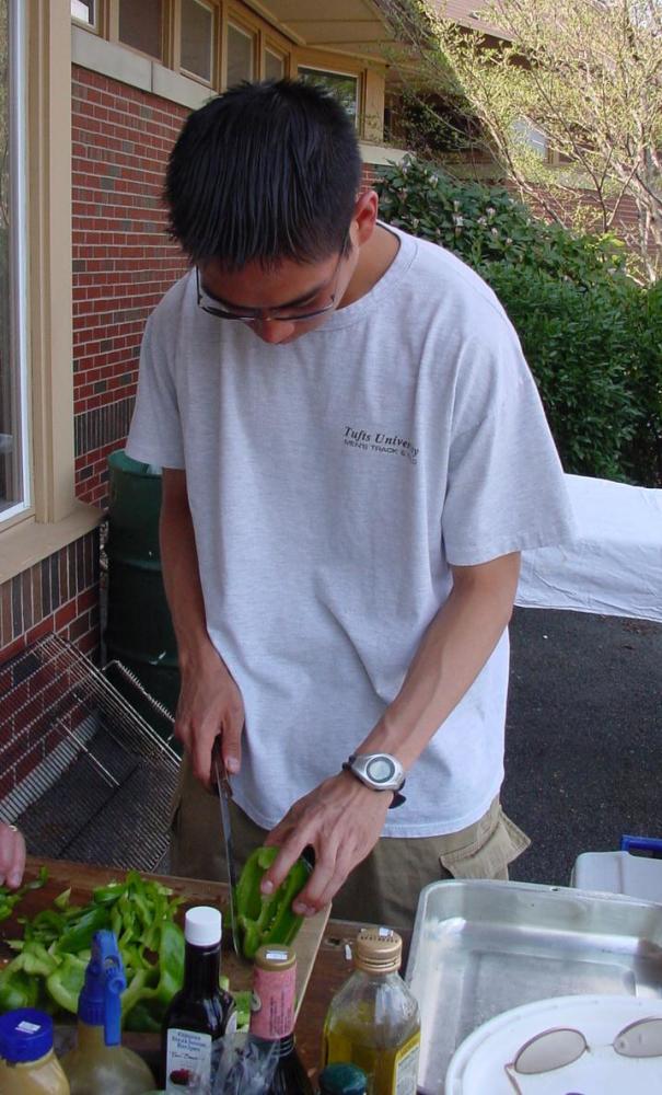 cruz preparing the veggies