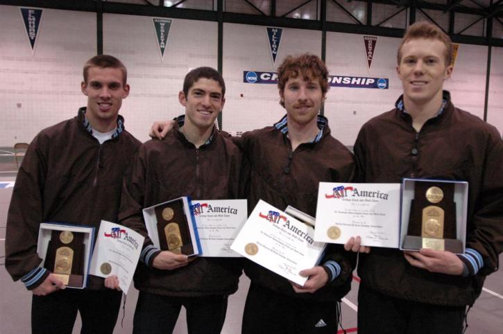 Matt Fortin, Aaron Kaye, Pat Mahoney and Trevor Williams pose as All-Americans in the DMR.