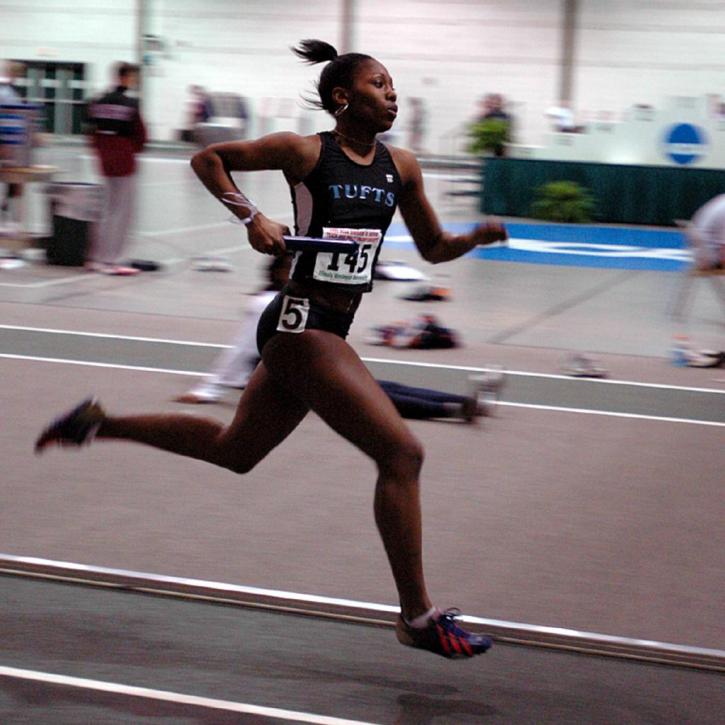 Jillian Warner looks focused in the 4x400 trials.