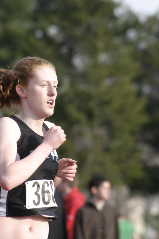 Catherine Beck looks focused in the middle if the steeplechase.