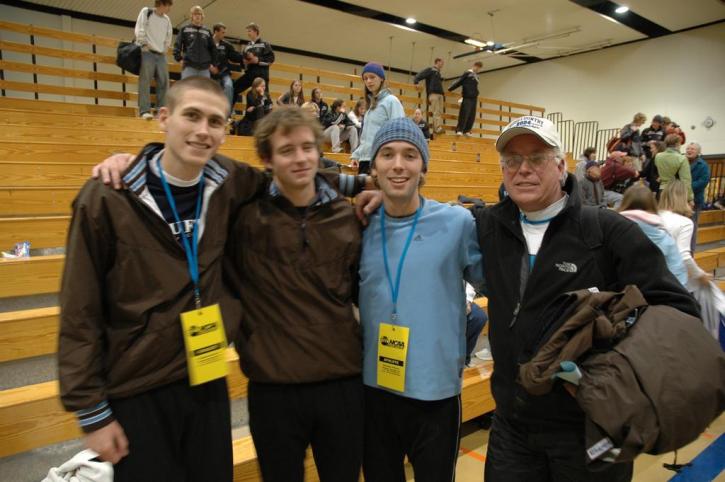 Nate Brigham, Brian McNamara, Peter Bromka, and Coach Putnam at the awards ceremony