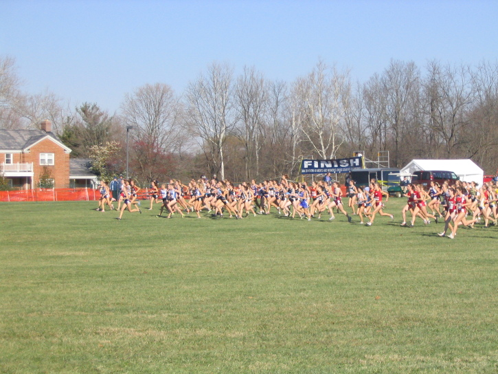 Start of the womens NCAA D3 XC Championship race