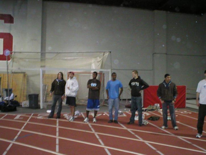 The jumbos line the track for the relays