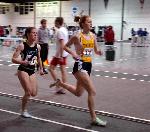 Katie Sheedy run the 800 leg of the DMR for the Jumbos.