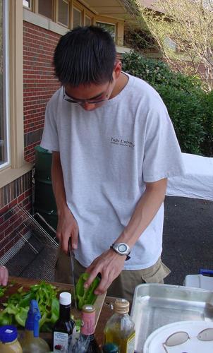 cruz preparing the veggies