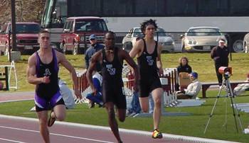 benedict and blaser in the 100m prelims