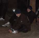 stretching in the barn