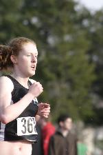 Catherine Beck looks focused in the middle if the steeplechase.