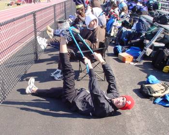 mann stretching after the steeplechase