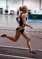 Sarah Crispin looks focused in the 800 trials.